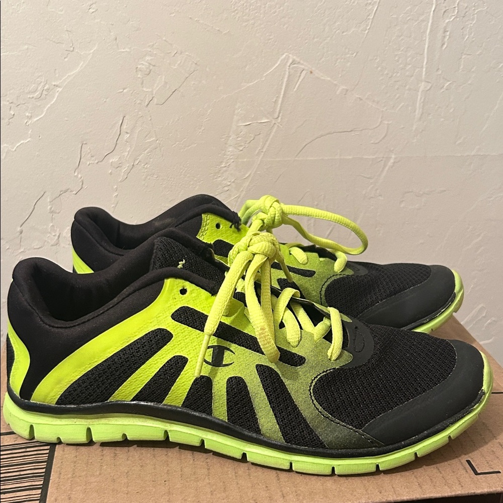 Champion Black and Neon Yellow Sneakers